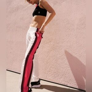 NWOT Free People, End Zone Pants, Pink/White, Medium